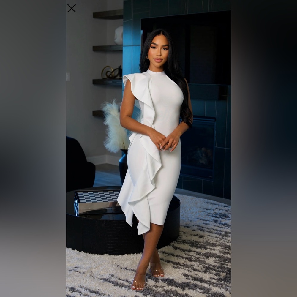 Raylin Bandage Midi Dress - White - Small